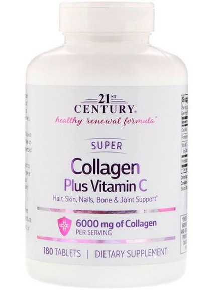 Super Collagen Plus Vitamin C 6000 mg 180 Tabs 21st Century (257342590)