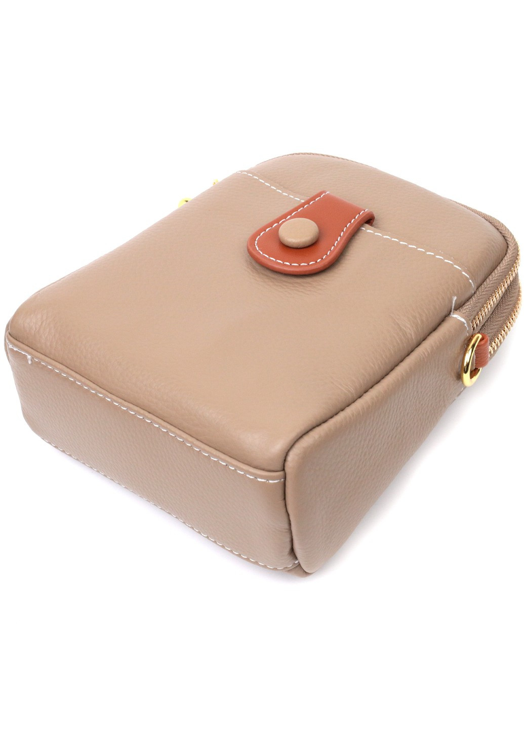 Современная сумка трапеция для женщин из натуральной кожи 22271 Бежевая Vintage (276461855)