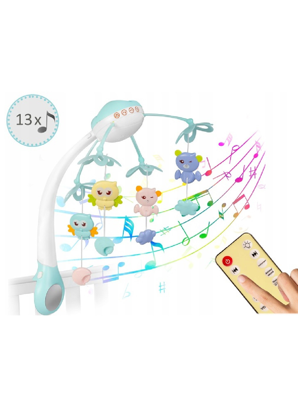 Мобіль на ліжечко з іграшками проектором мелодіями дистанційним керуванням для дітей малюків (475469-Prob) Блакитний Unbranded (267890422)