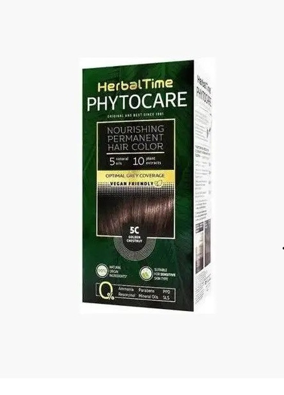 Краска для волос безаммиачная Phytocare №5C Золотистый каштан 125 мл Herbal Time (258590279)