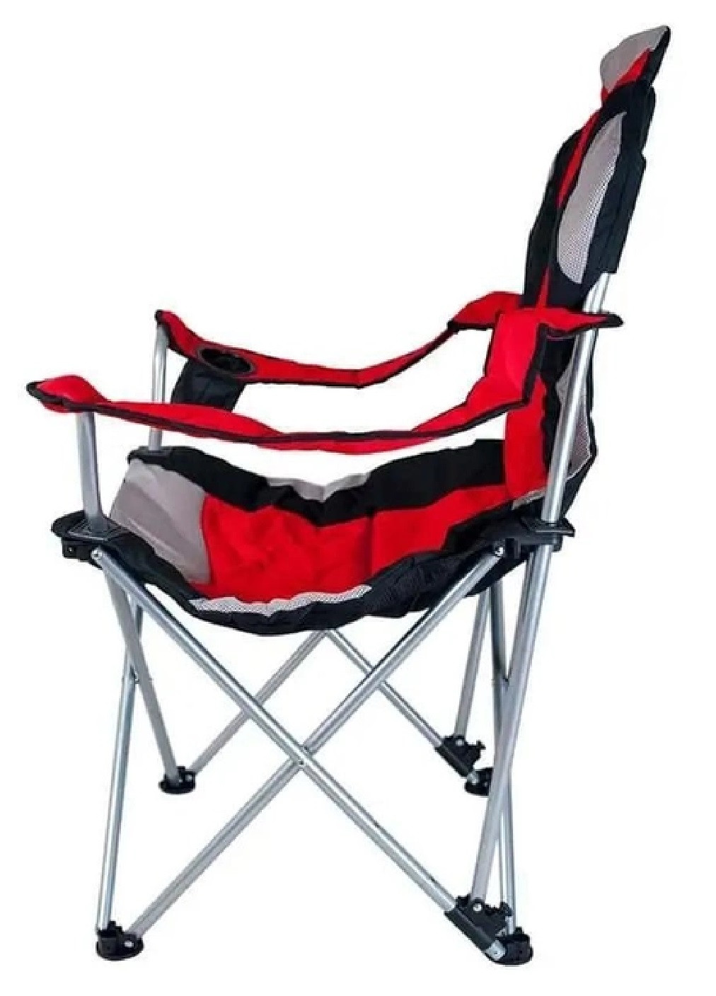 Розкладне крісло стілець з підлокітниками для відпочинку пікніка кемпінгу 107х63х96 см (475289-Prob) Червоне з сірим та чорним Unbranded (265391198)