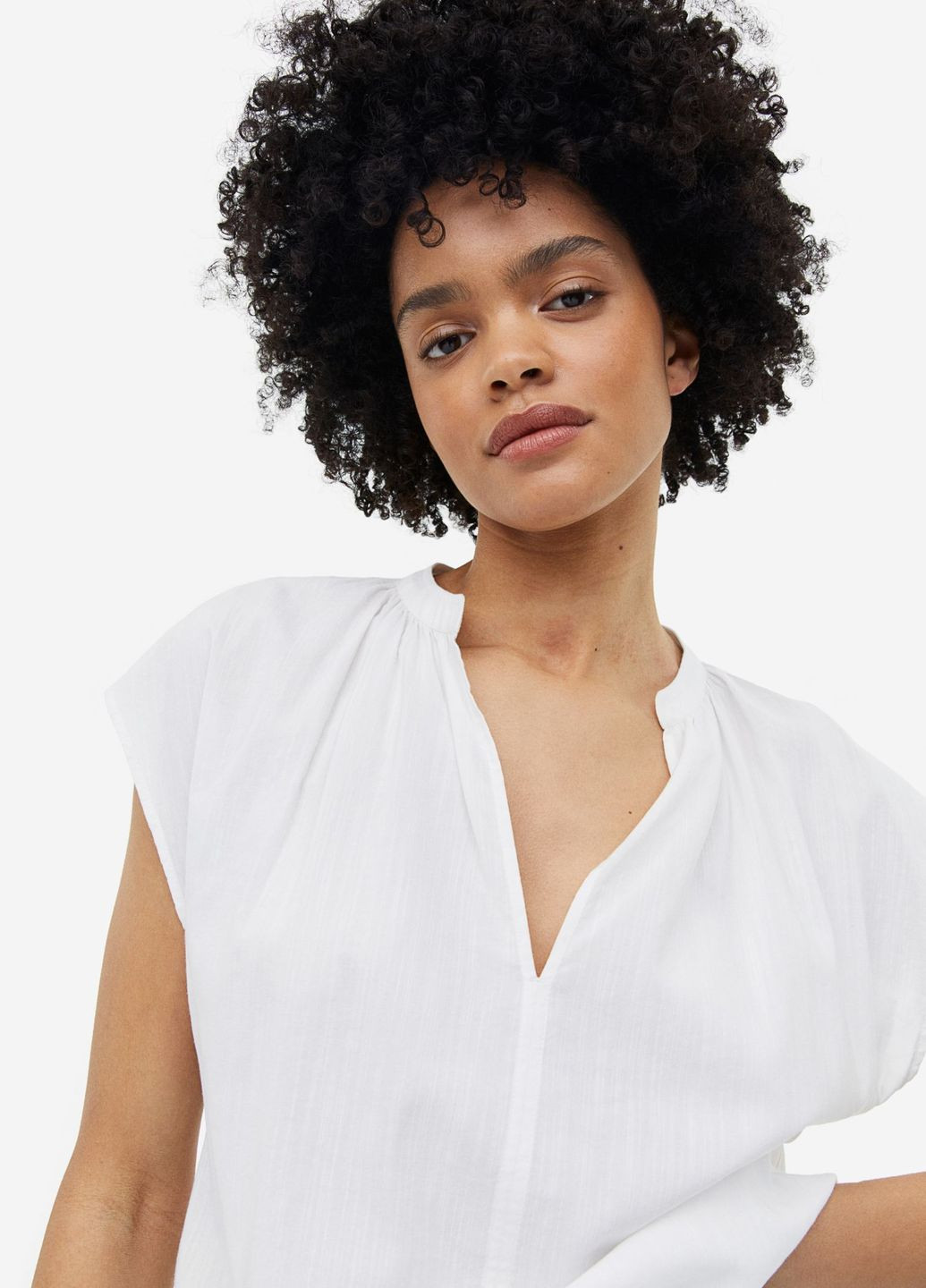 Белая демисезонная блуза с v-образным вырезом H&M