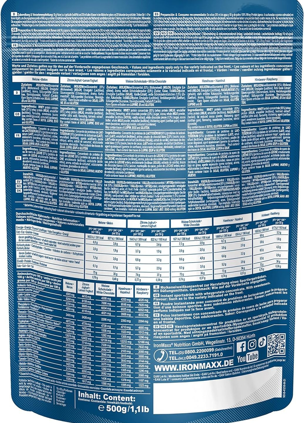 Протеин 100% Whey Protein 500 g (Banana-Yoghurt) Ironmaxx (267724769)