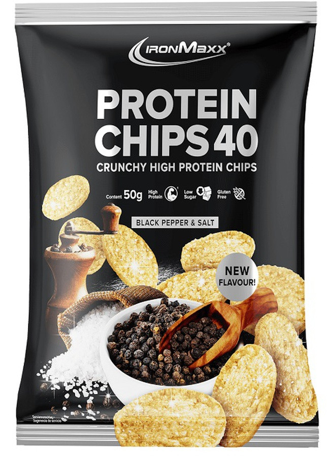 Protein Chips 40 50 g Черный перец и соль Ironmaxx (256721486)