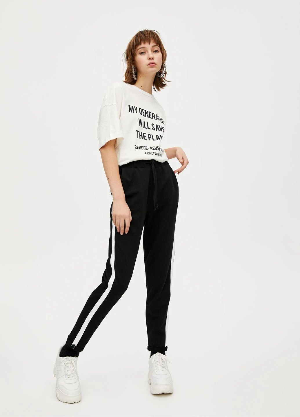 Штани демісезон,чорний білий, Pull & Bear (257593043)
