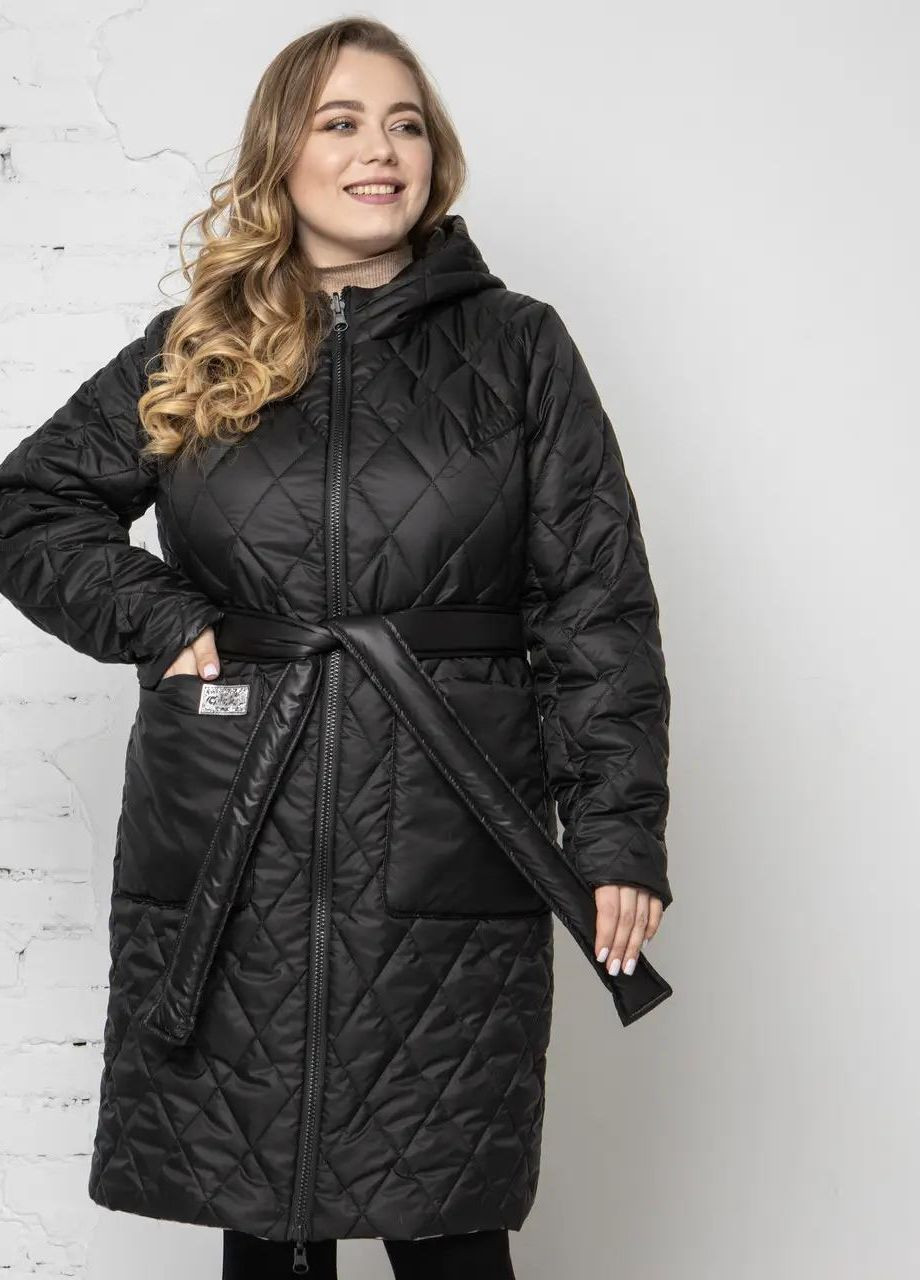Чорна демісезонна жіноча куртка великого розміру демісезонна SK