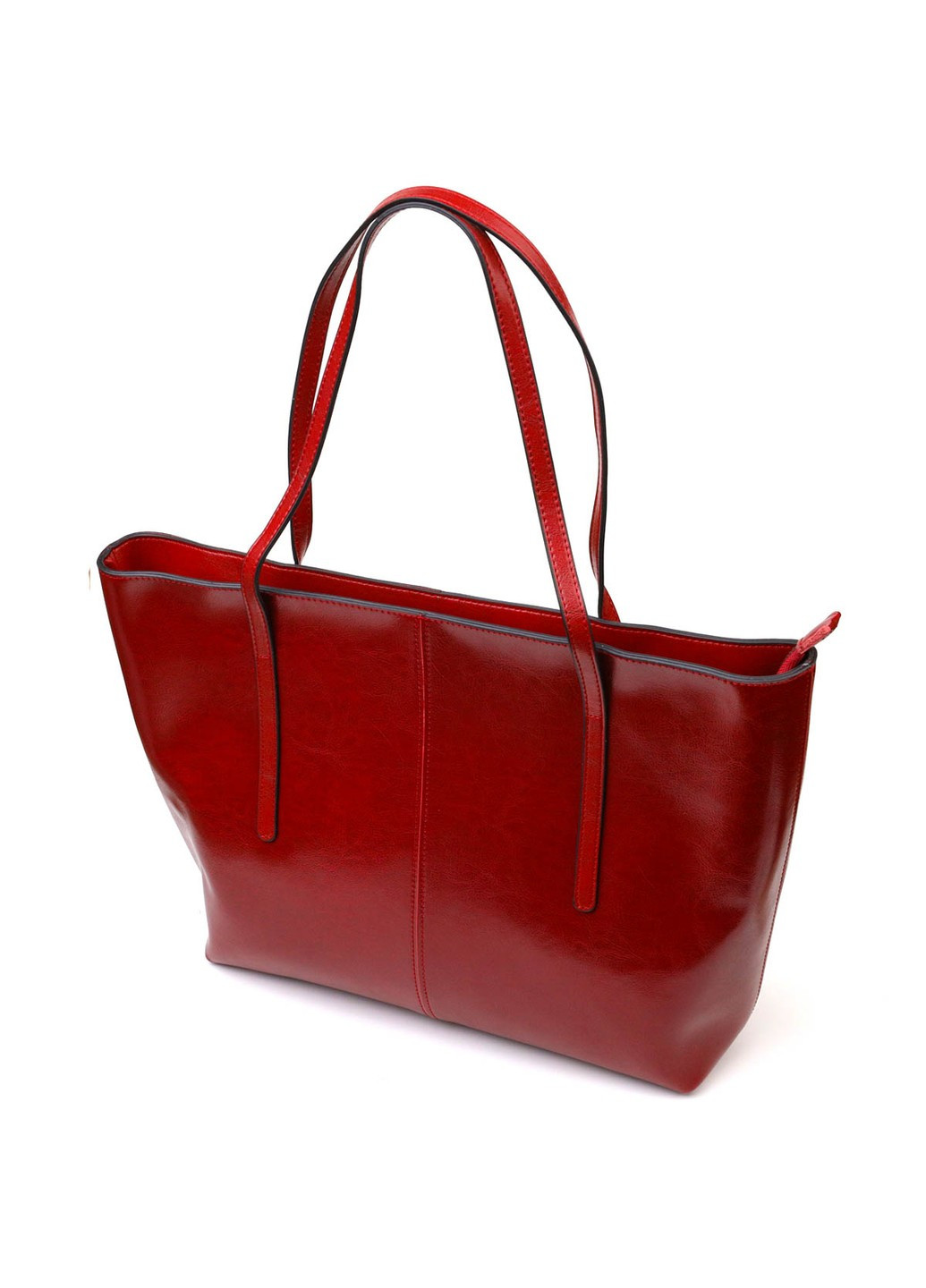 Містка сумка шоппер із натуральної шкіри 22076 Бордова Vintage (260359846)