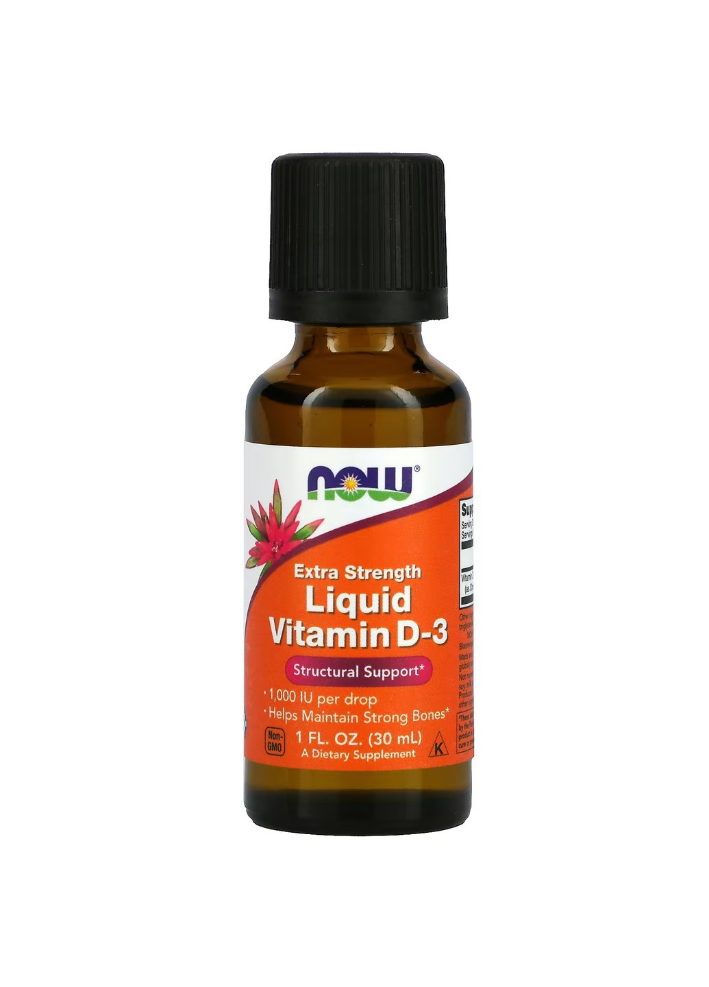 Рідкий Вітамін Д-3 посиленої дії Liquid Vitamin D-3 - 30мл Now Foods (276718195)