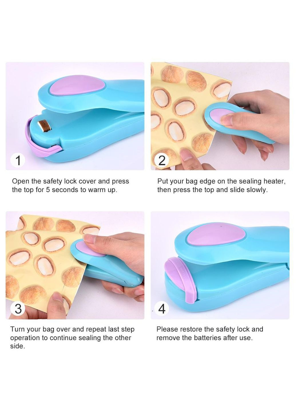 Ручной мини запайщик пакетов Korea Type Mini Sealing Бирюзовый Kitchen Master (267722002)