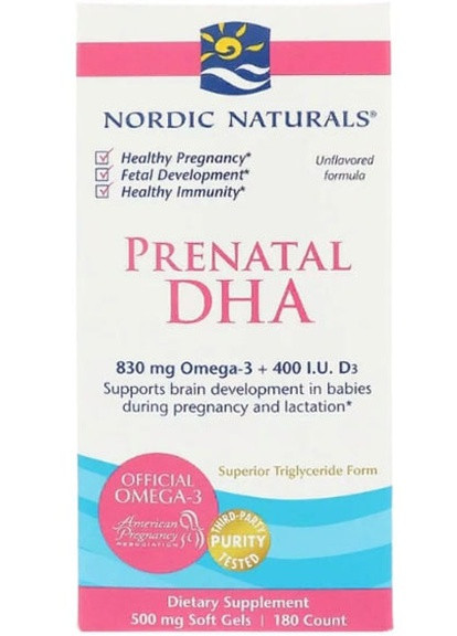 Prenatal DHA 500 mg 180 Soft Gels Unflavored NOR-01748 Nordic Naturals (258498796)