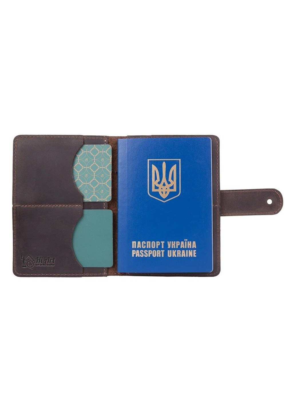 Обкладинка для паспорта зі шкіри «7 wonders of the world» PB-03S / 1 Shabby Alga Темно-зелений Hi Art (268371578)