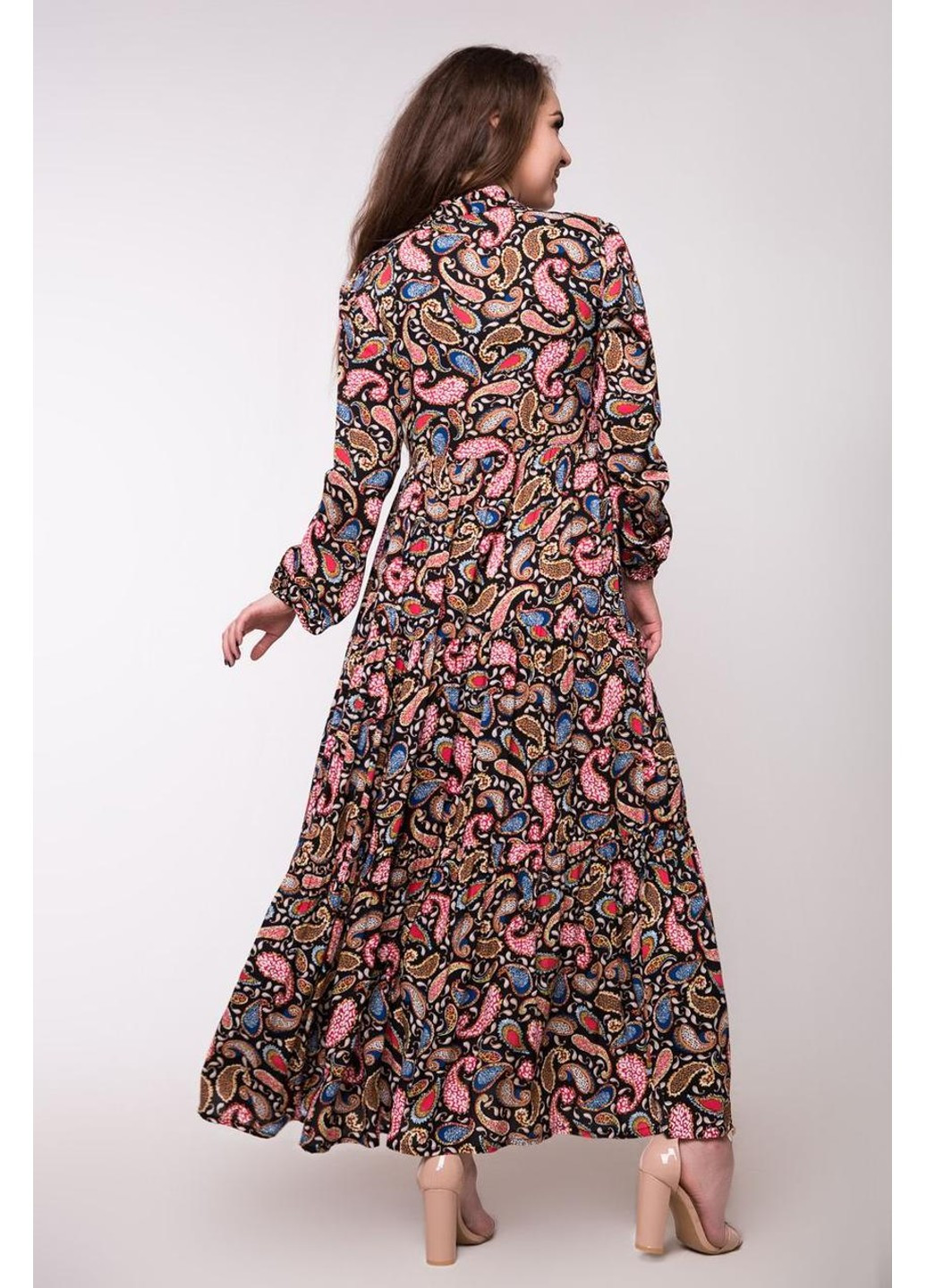Розовое повседневный платье d630s-72 а-силуэт Bon Voyage с цветочным принтом