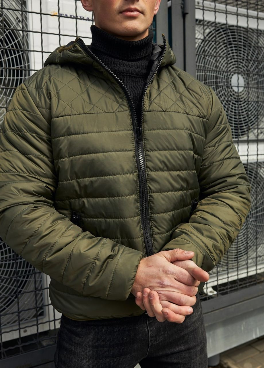 Оливкова (хакі) демісезонна демісезонна куртка з капюшоном Vakko