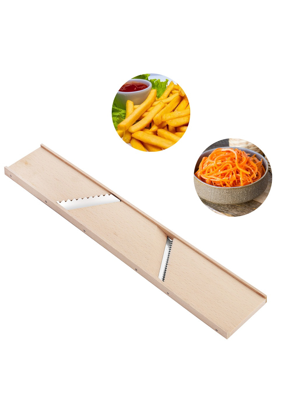 Терка для корейской морковки и картошки фри с двумя лезвиями 2 в 1 (6.5*37 см) Wood&Steel (259109578)