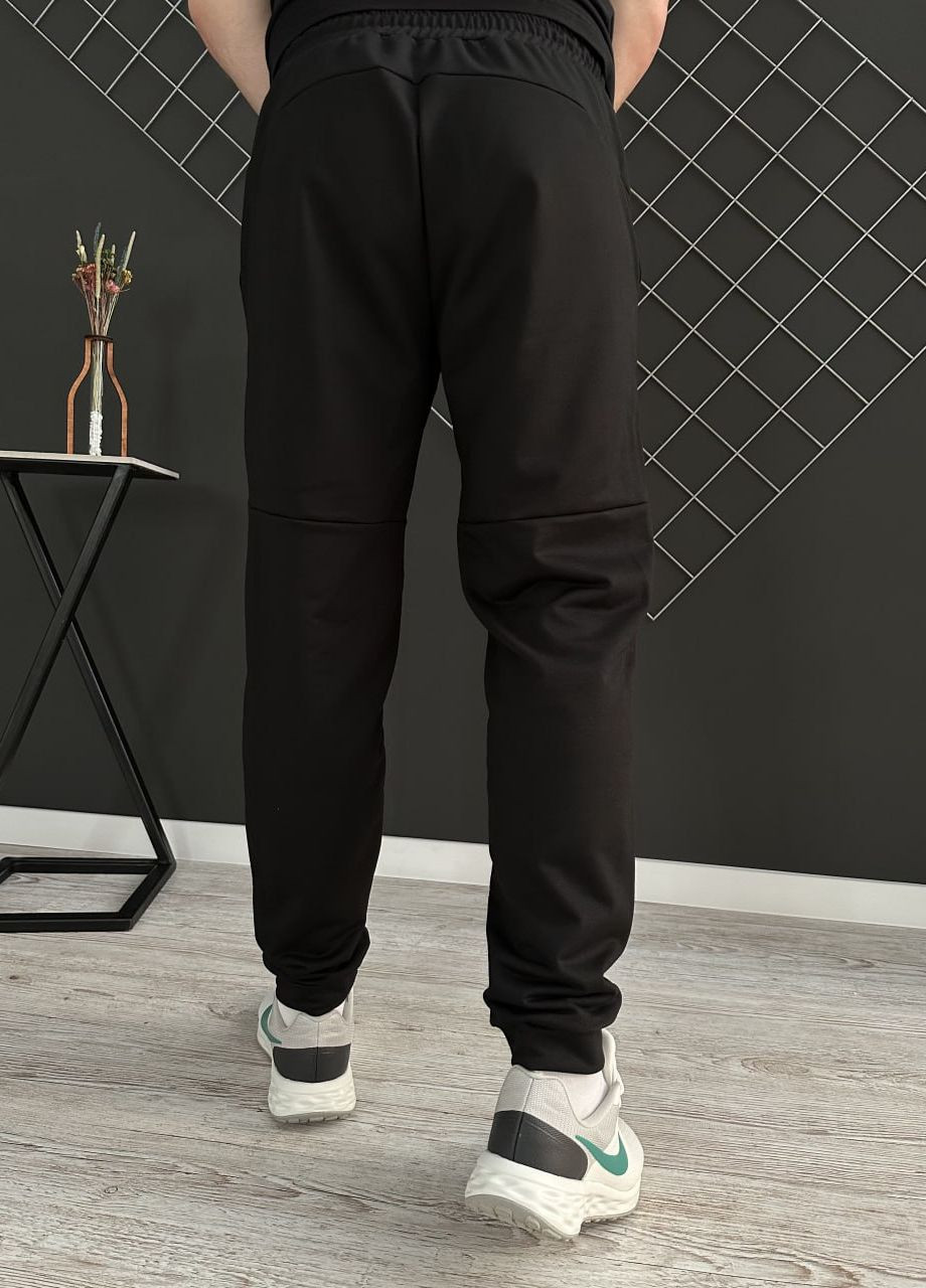Демісезонні штани чорні з лого Adidas чорний лого (двонитка) Vakko (260816548)
