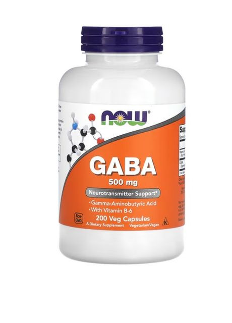 , Габа ГАМК, 500 мг, Gaba +B 6 200 растительных капсул Now Foods (276905815)