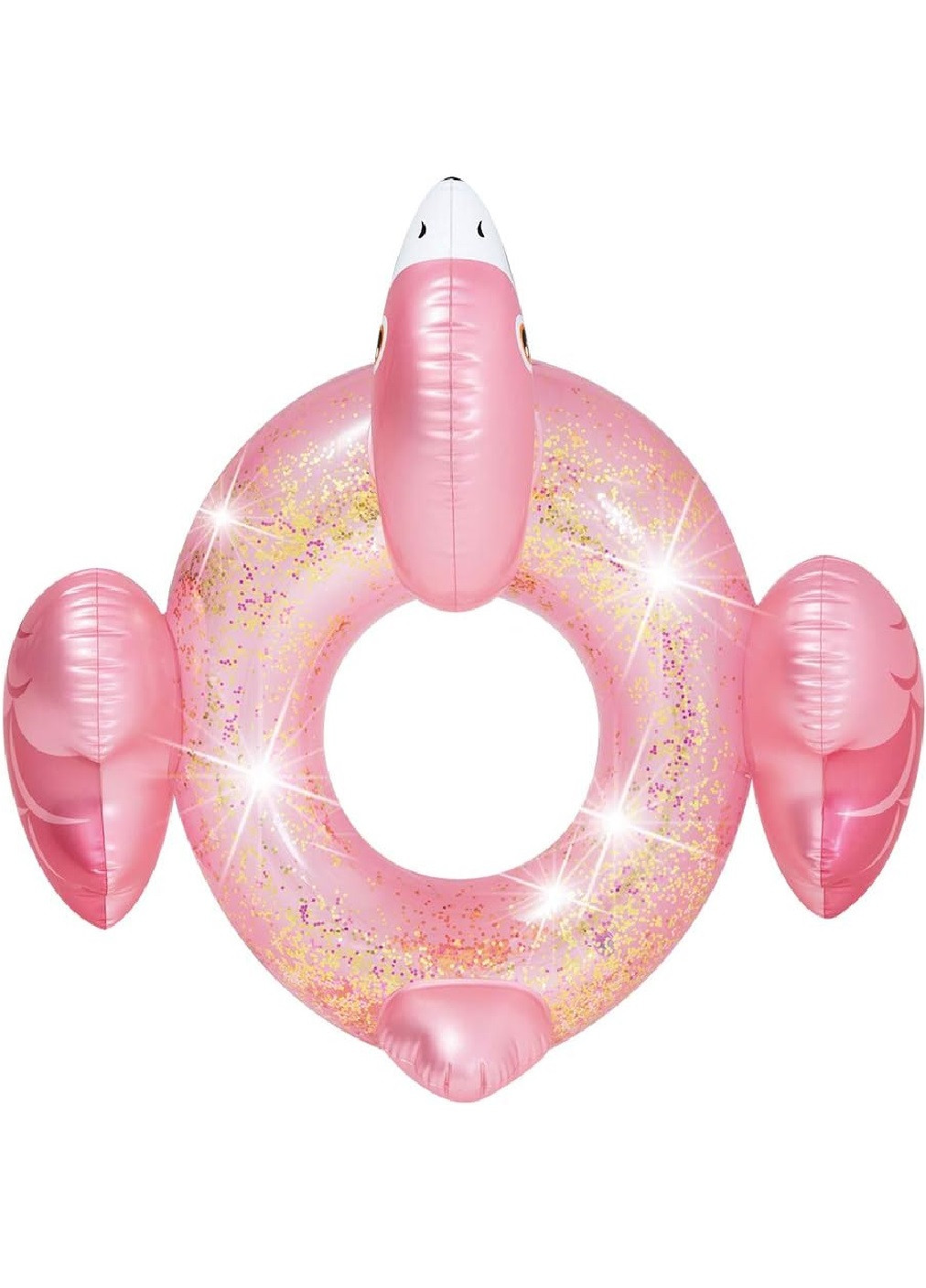 Надувной одноместный круг для плавания в бассейне на пляже для детей взрослых 99х89х71 см (474834-Prob) Фламинго перламутровый Unbranded (259960435)