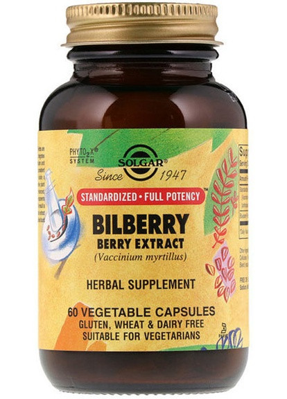 Bilberry Berry Extract 60 Caps SOL-04110 Solgar (256719152)