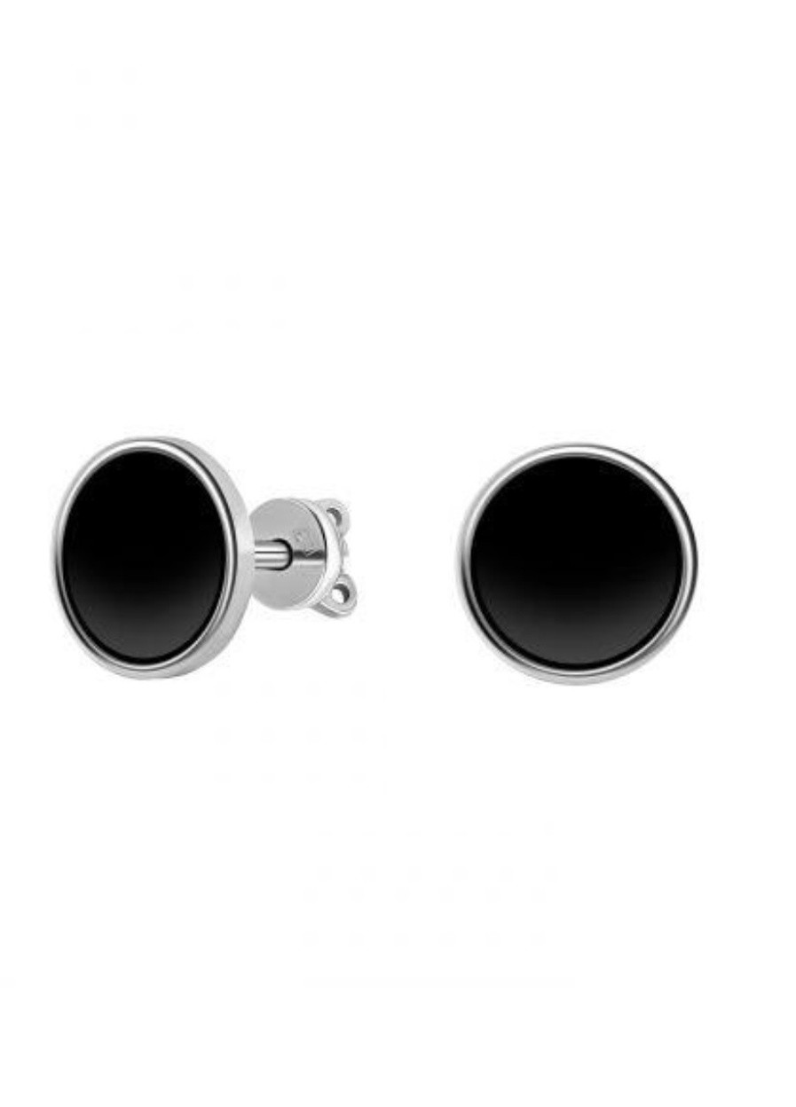 Срібні сережки з чорною емаллю UMAX (258492615)