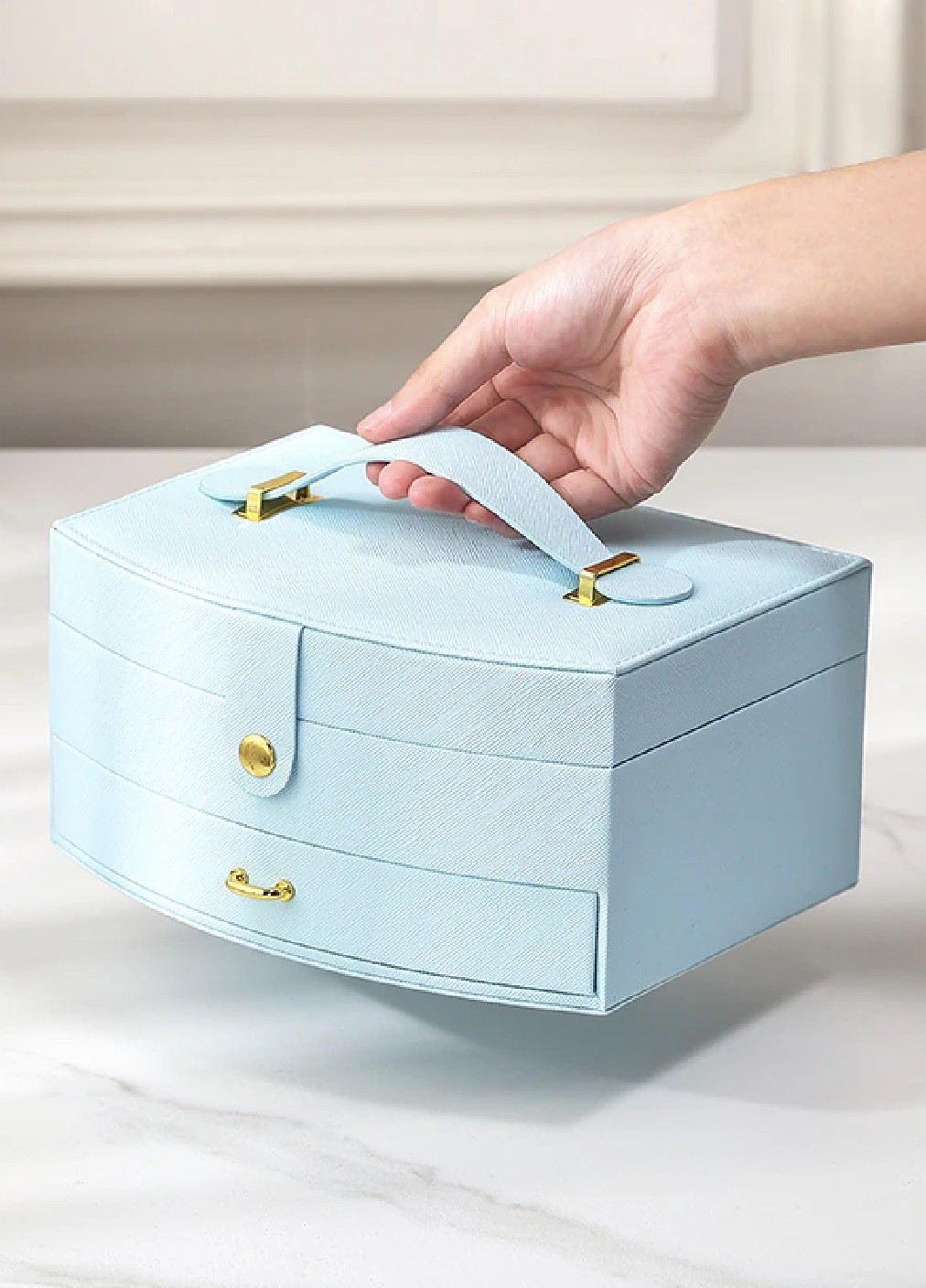 Шкатулка сундук органайзер коробка футляр для хранения украшений бижутерии 20.5х15.5х10 см (474623-Prob) Голубая Unbranded (259131580)
