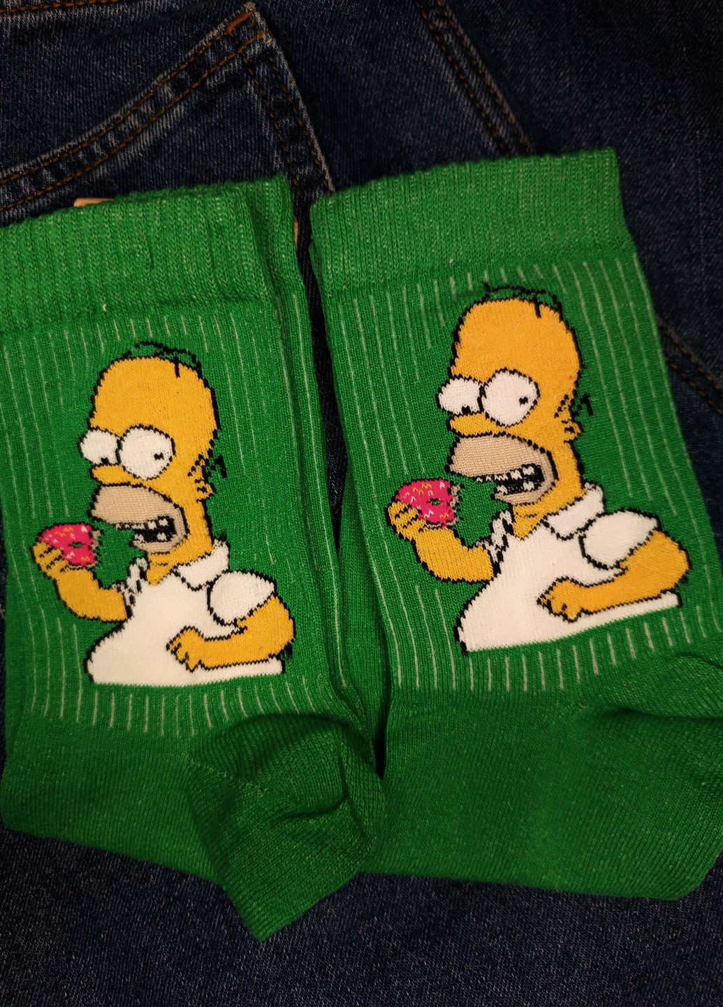 Модні зелені високі шкарпетки прикол з принтом Гомер Сімпсон No Brand (266624393)