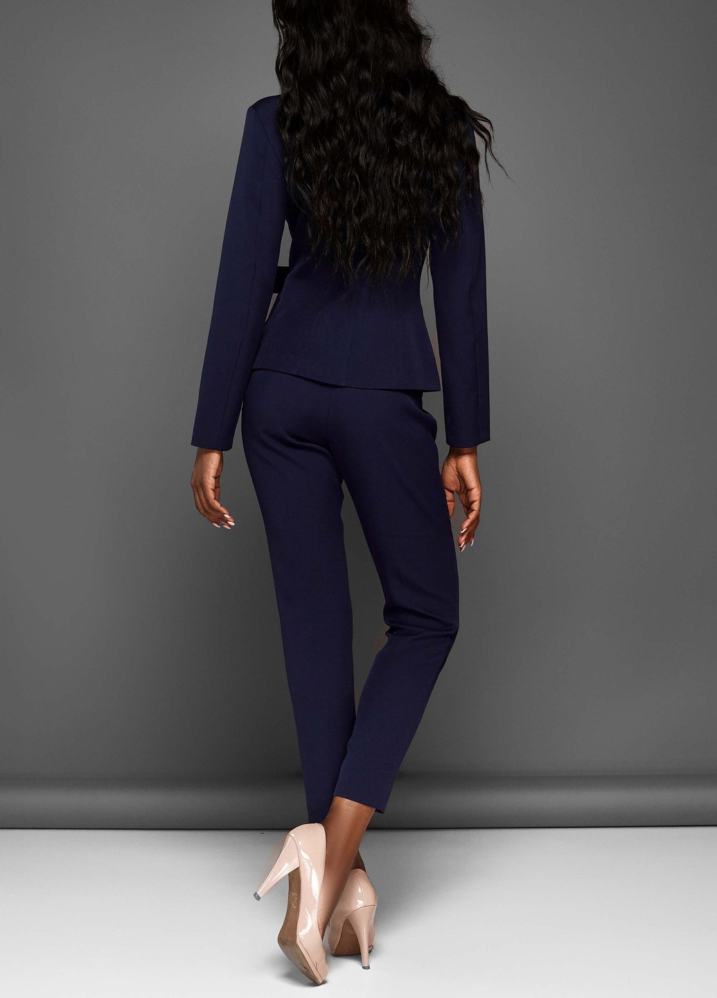 Элегантный костюм с брюками Jadone Fashion однотонный тёмно-синий деловой