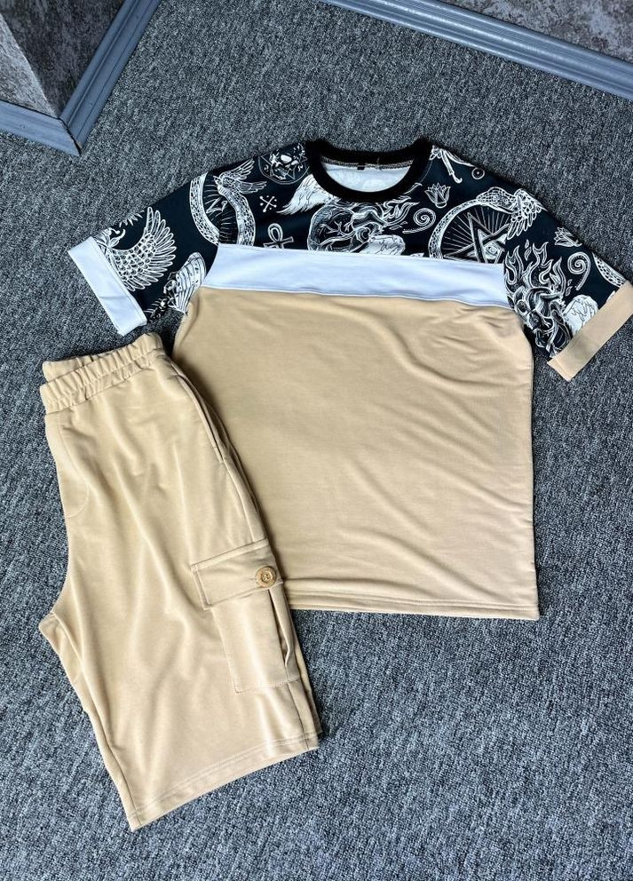 Принтований чоловічий літній костюм футболка шорти No Brand (262090009)