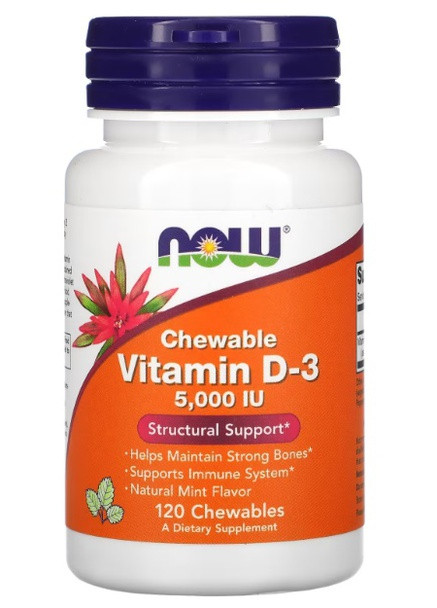 Vitamin D3 5000 IU 120 Chewables Natural Mint Flavor Now Foods (256722816)