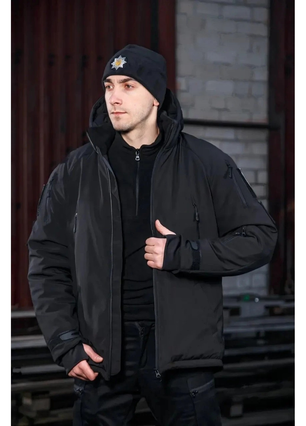 Куртка зимняя Хантер Софтшелл флис Полиция черная 60-62 No Brand (258187235)