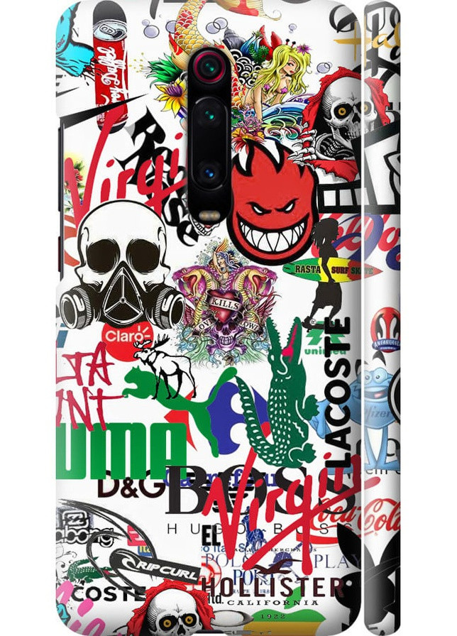 3D пластиковый матовый чехол 'Many different logos' для Endorphone Xiaomi Redmi K20 (258905351)