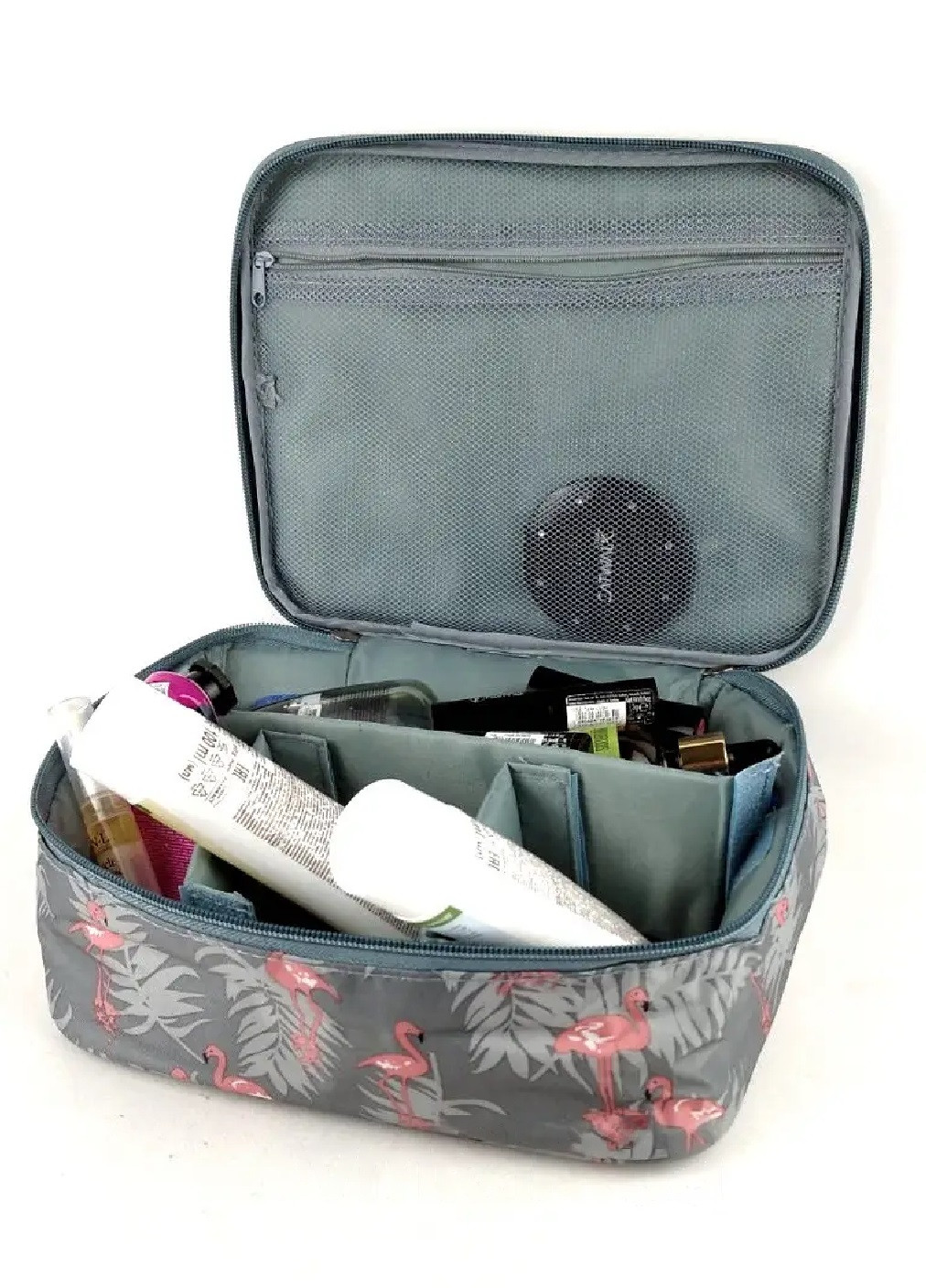 Дорожный органайзер бокс косметичка сумка для косметики и принадлежностей 25х21х9 см (474254-Prob) Зеленая с фламинго Unbranded (257907502)
