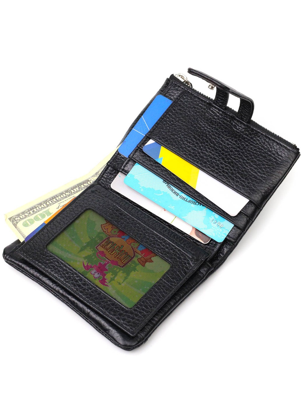 Практичний жіночий гаманець з натуральної шкіри 22060 Чорний Tony Bellucci (262158811)