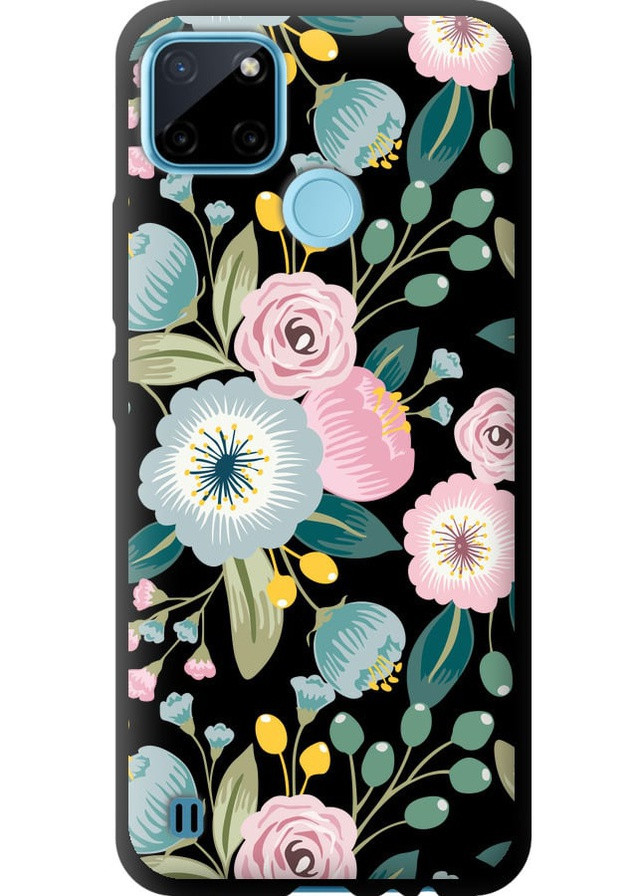 TPU черный чехол 'Цветочные обои v2' для Endorphone Realme C21Y (258087419)