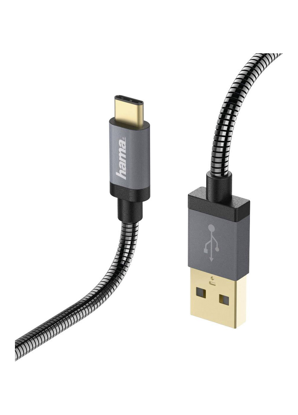 Кабель для зарядки и передачи данных с металлической оплеткой серый USB-A/USB-C Hama Lidl (258627739)