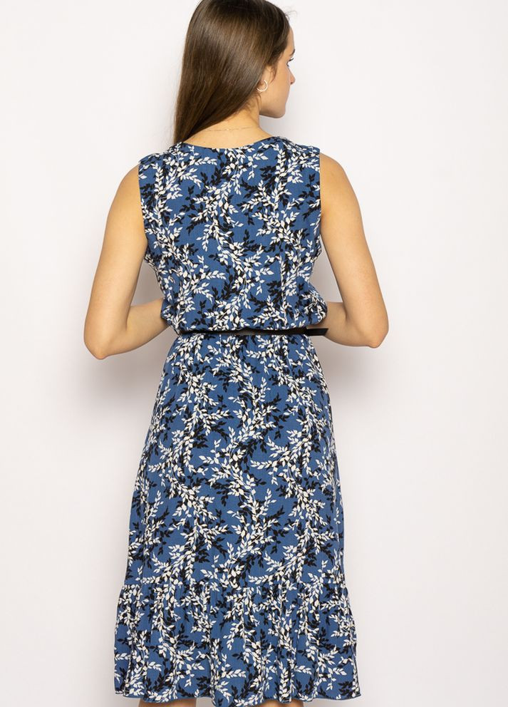 Синее кэжуал платье с цветочным принтом (синий) Time of Style однотонное