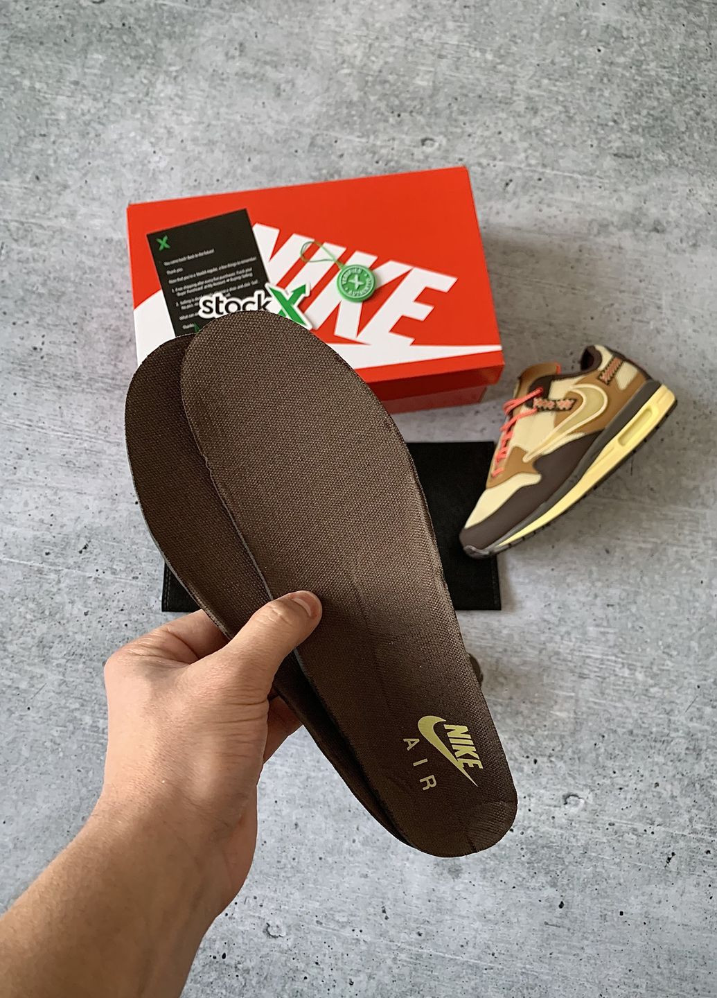 Коричневые демисезонные кроссовки мужские x 1 brown, вьетнам Nike Travis Scott Air Max