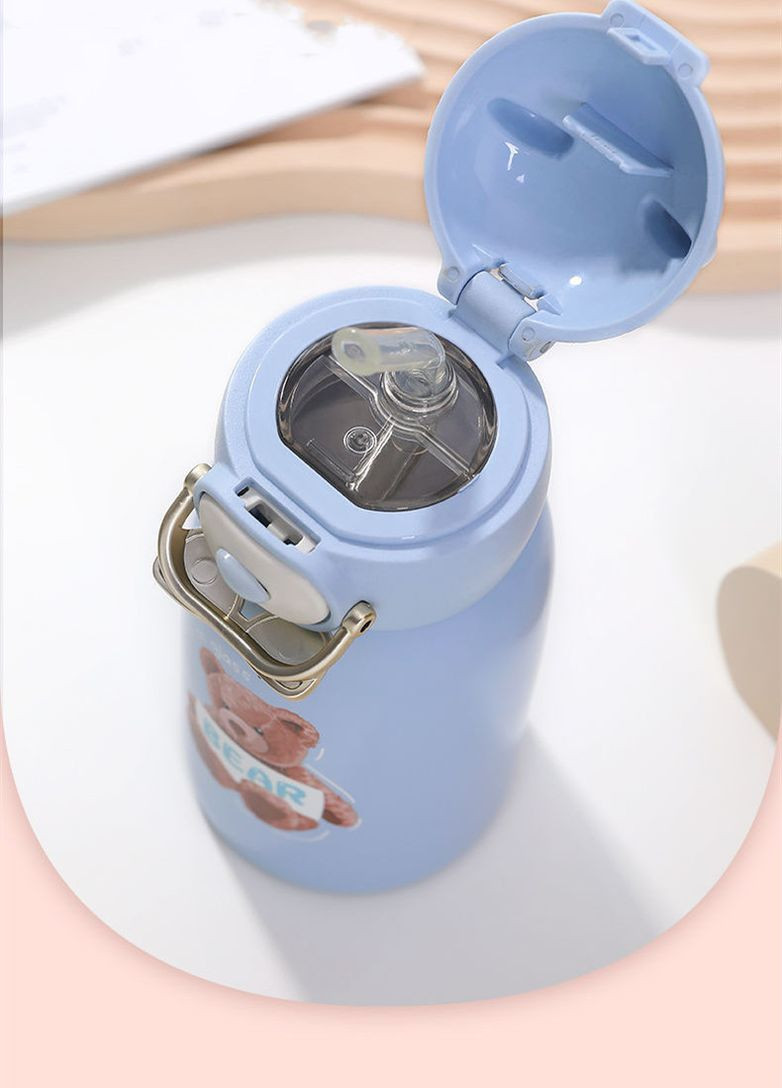 Дитячий термос поїльник з трубочкою для дітей малюків дівчаток хлопчиків нержавійка 500 мл 18х8 см (475391-Prob) Блакитний Unbranded (266823295)