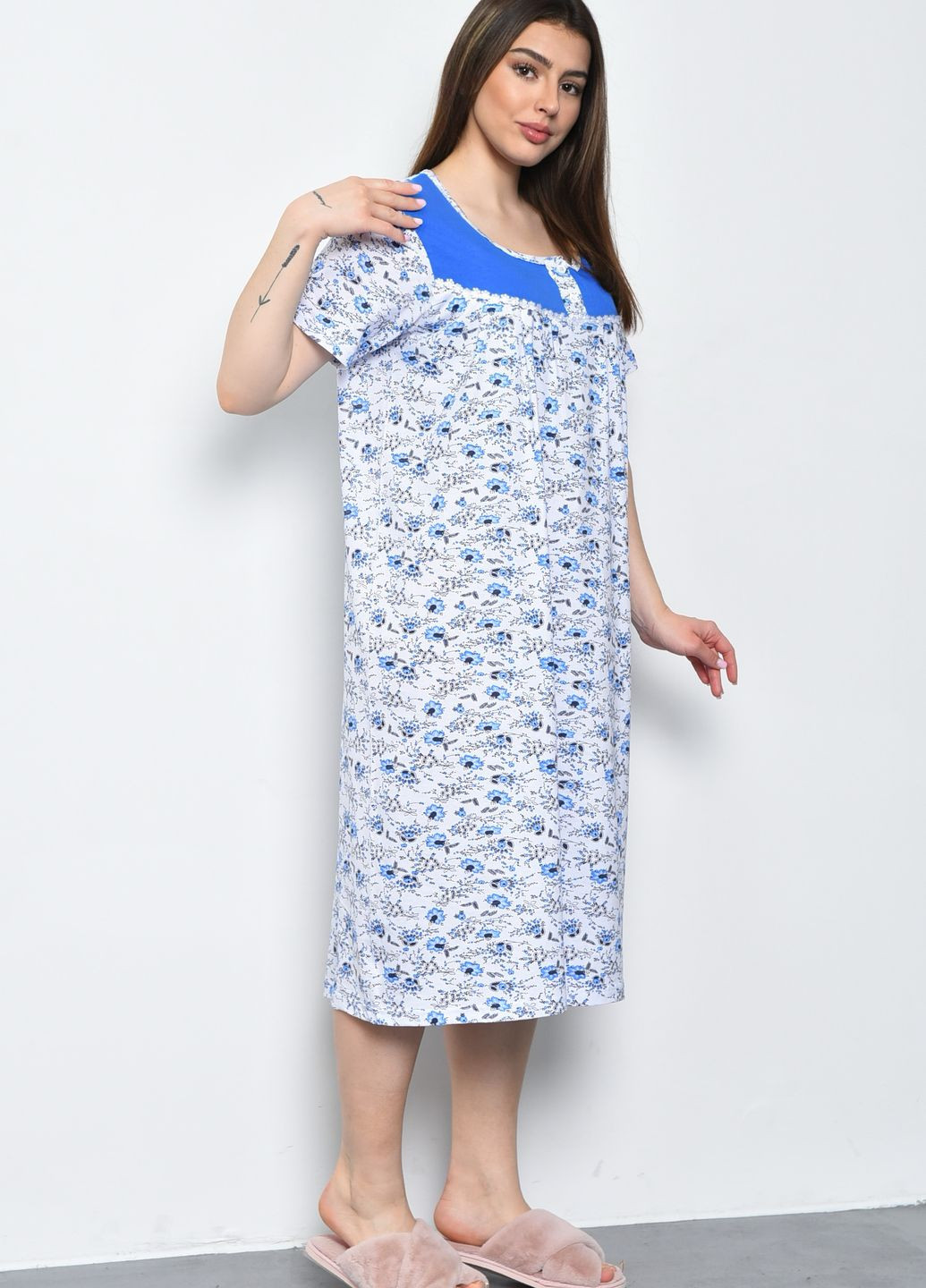Ночная рубашка женская синего цвета Let's Shop (273901374)