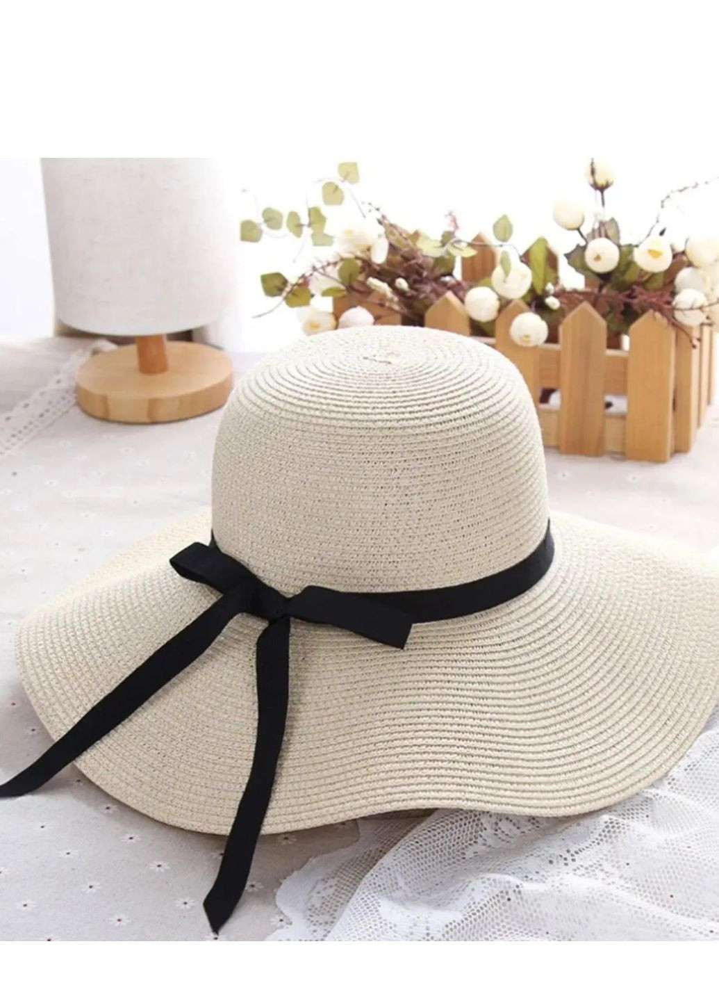 Доросла солом'яний капелюшок Білий No Brand (259771383)
