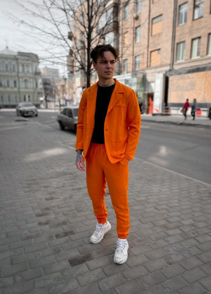 Помаранчевий демісезонний помаранчевий чоловічий класичний костюм No Brand