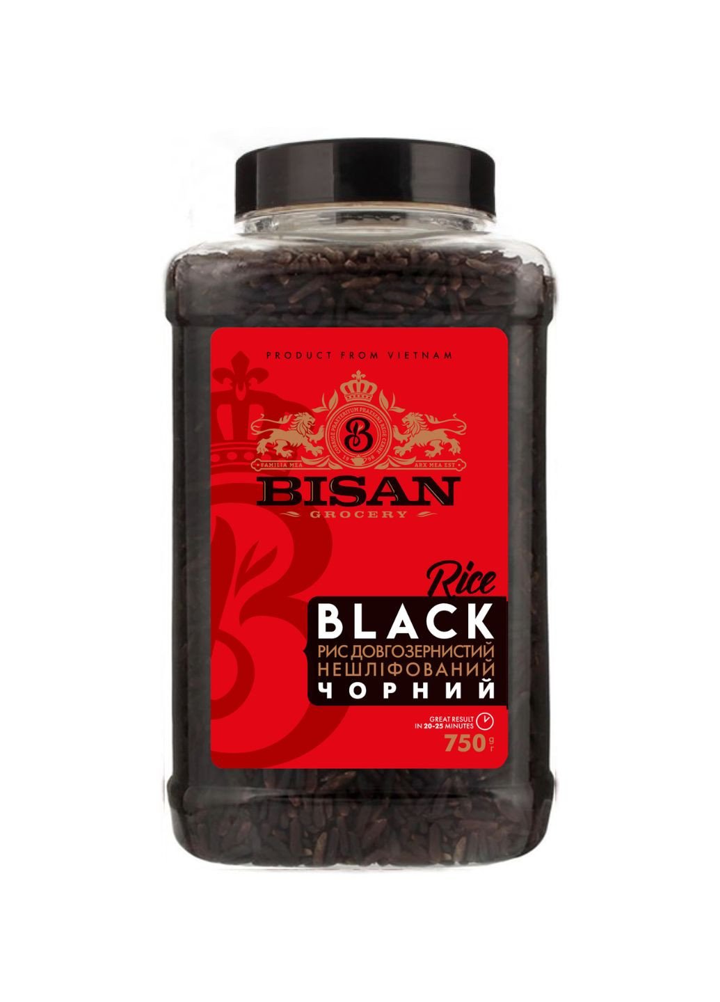 Рис довгозернистий нешліфований Чорний 750 г Bisan (276327196)