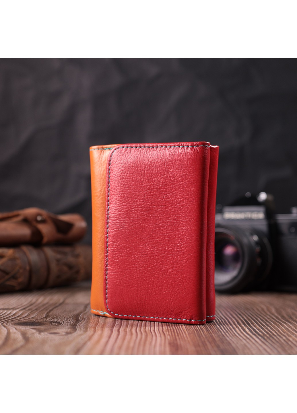 Яскравий гаманець для дівчат із натуральної шкіри 22498 Різнокольоровий st leather (277980483)