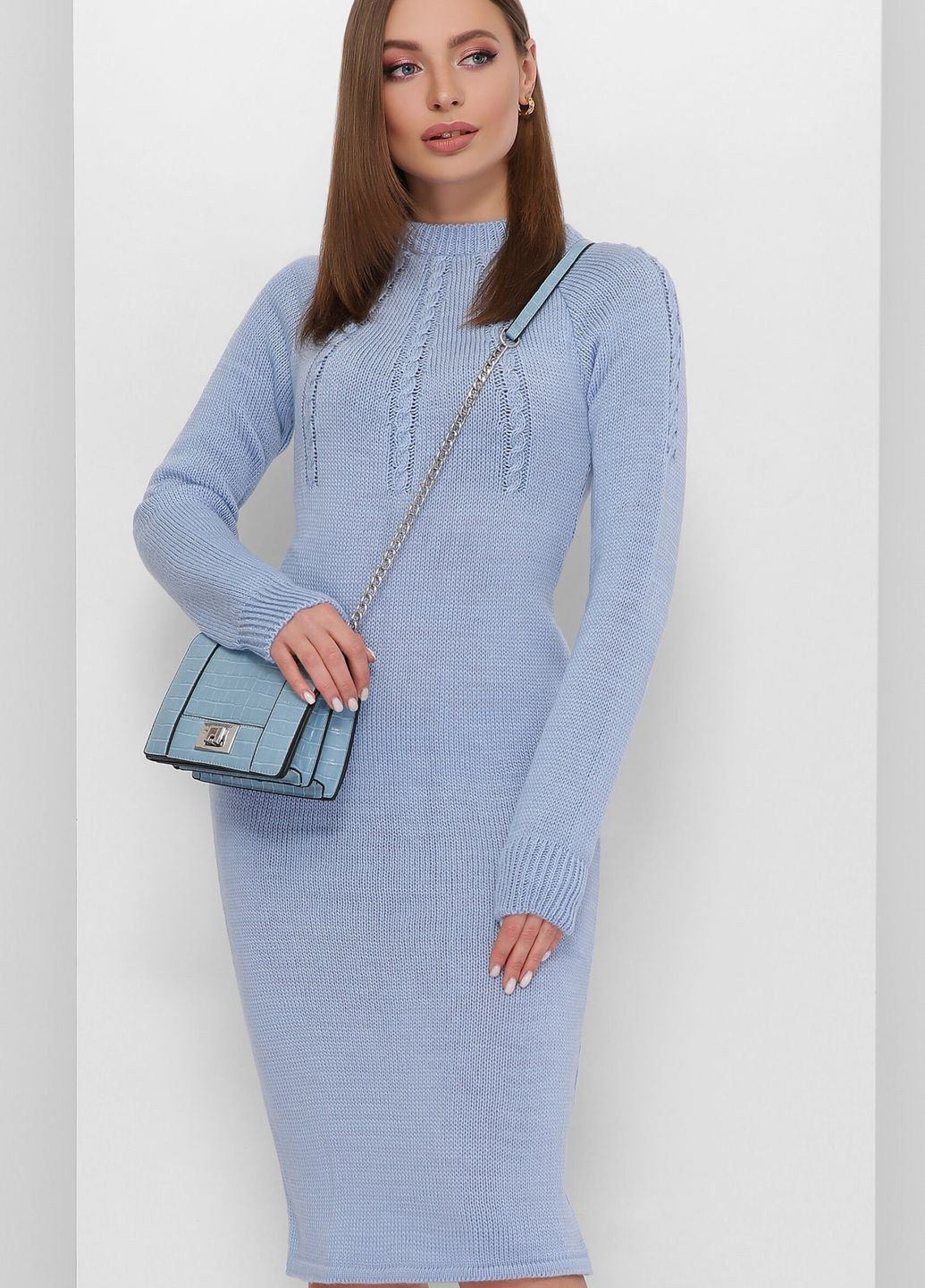 Голубое вязаное платье 137 голубой MarSe