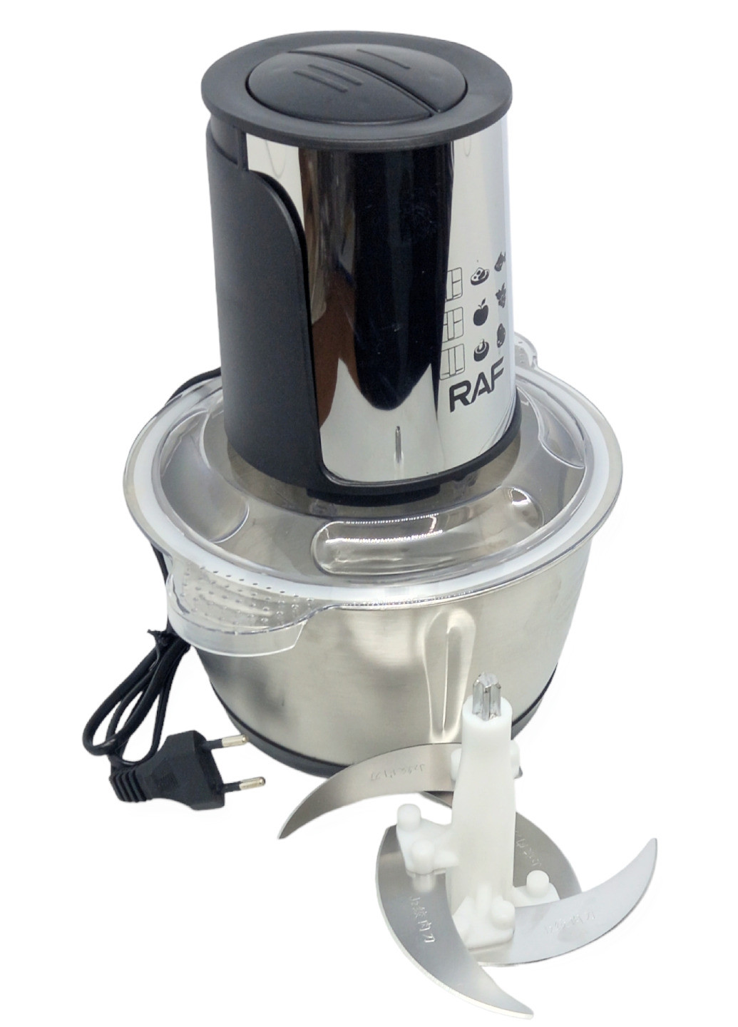 Комбайн кухонний блендер із металевою чашею подрібнювач м'ясорубка з двоярусним лезом електричний RAF (266144805)
