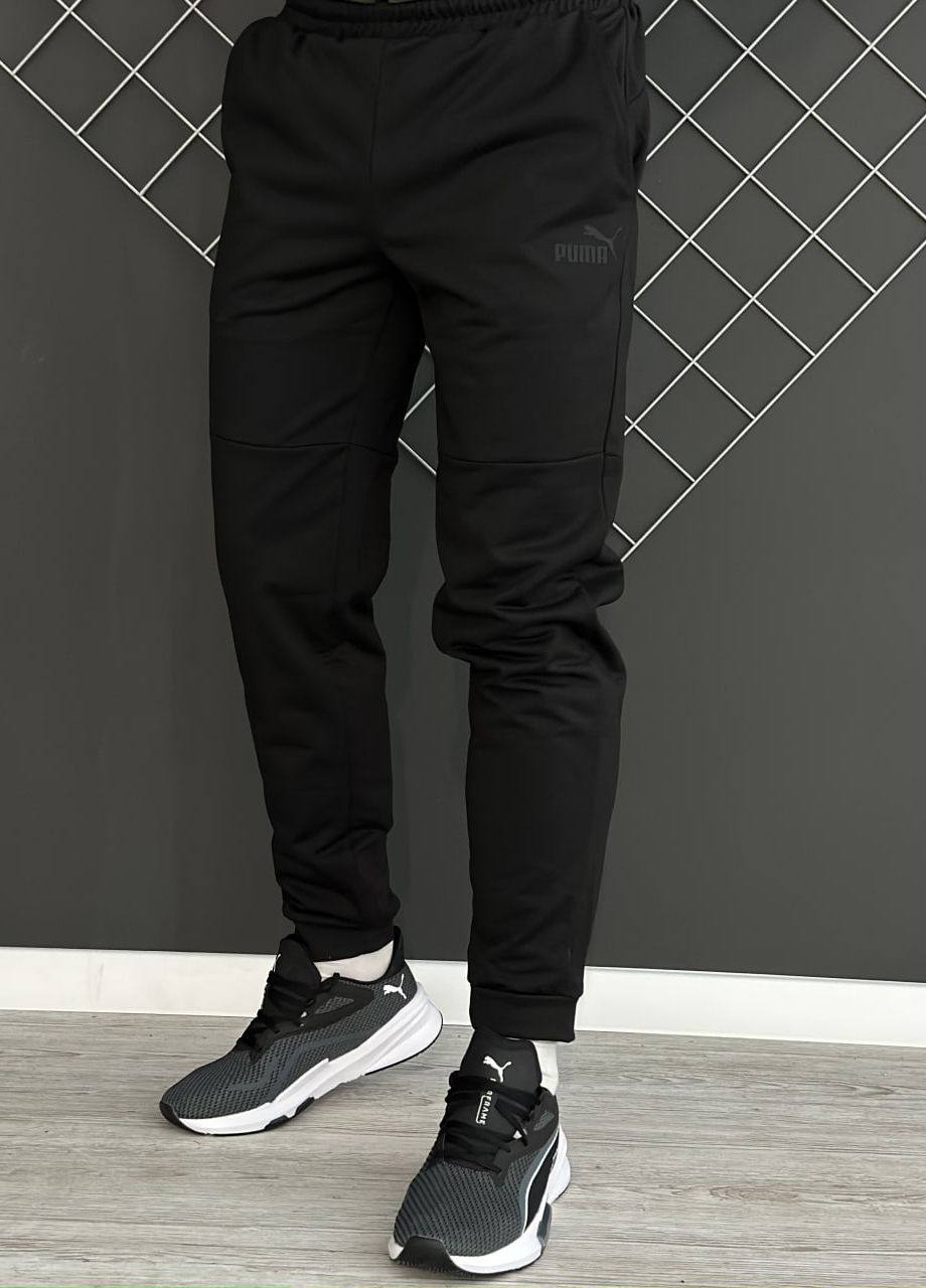 Демісезонні штани чорні з лого Puma чорний лого (двонитка) Vakko (260741072)
