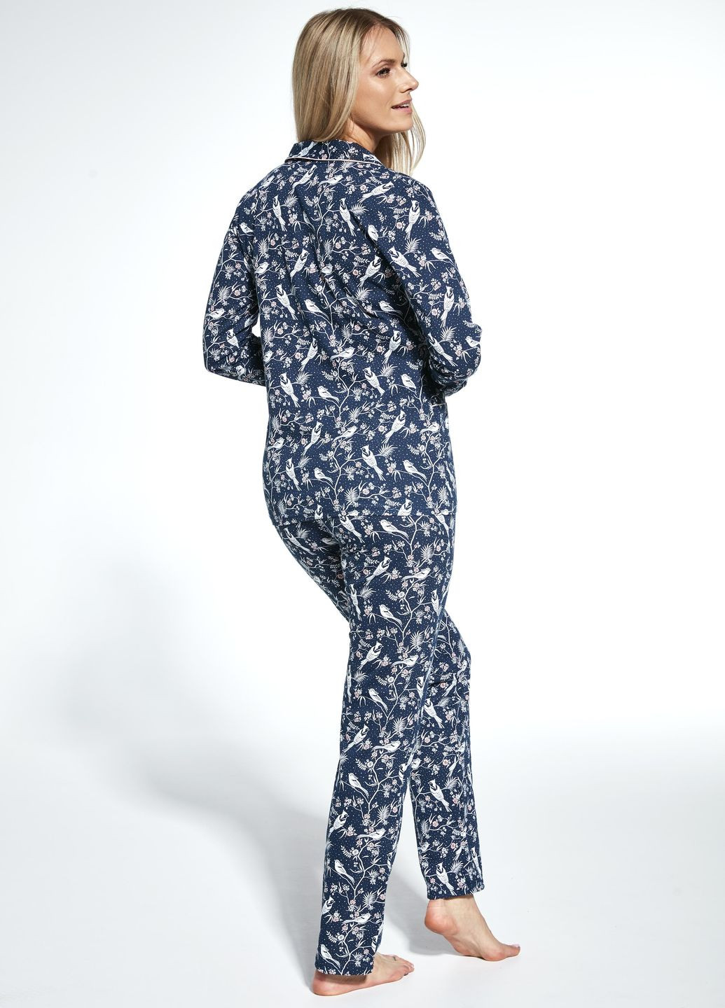 Комбинированная зимняя пижама женская 365 jane navy blue 482-23 рубашка + брюки Cornette
