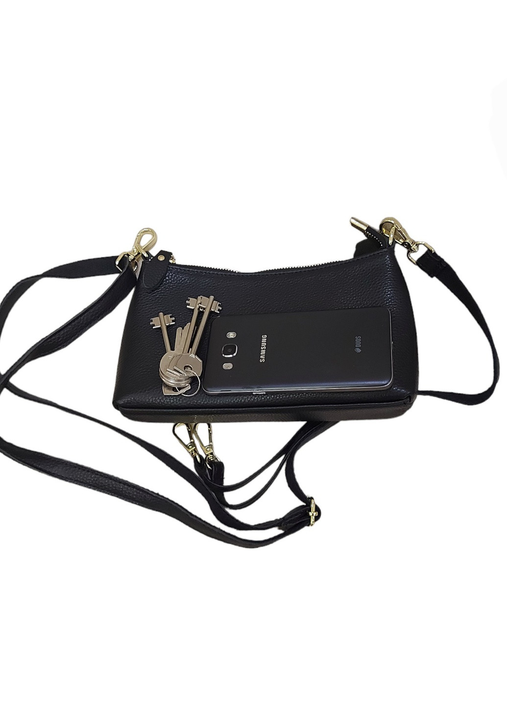 Шкіряна жіноча сумка Keizer k1 чорна Kaiza 613 (259939769)