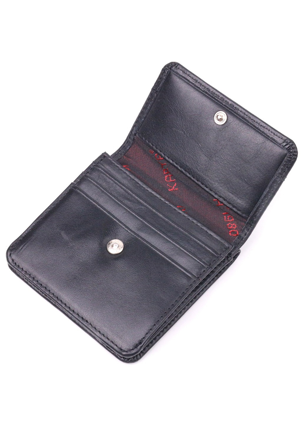 Компактний жіночий гаманець із натуральної гладкої шкіри 21432 Чорний Karya (258267774)