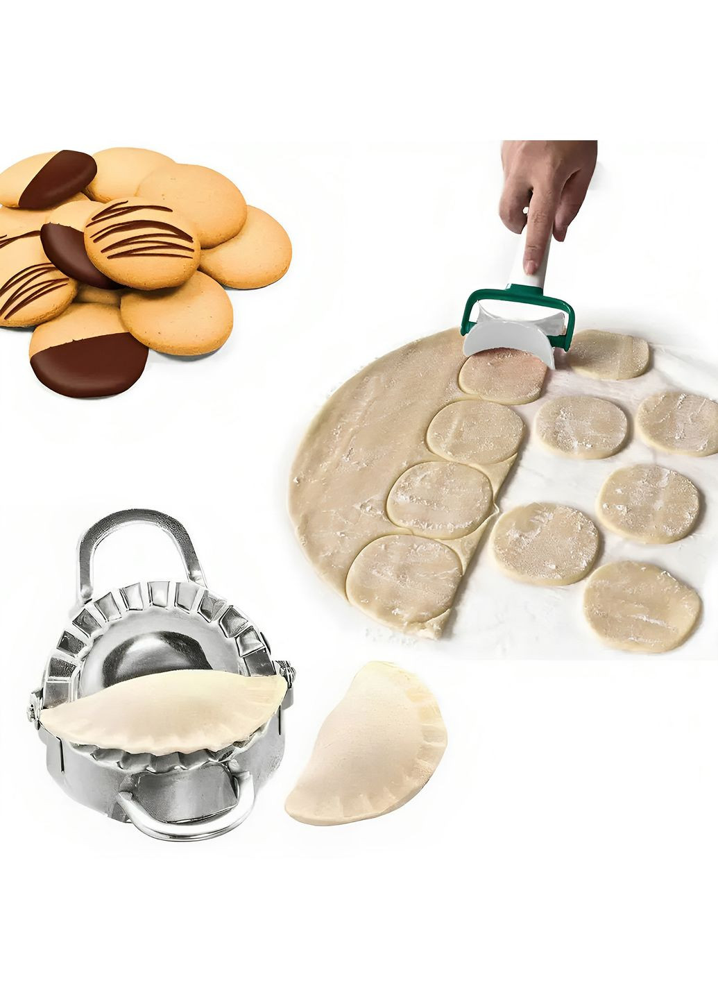 Форма для вареників з роликовим ножем для вирізання з тіста кругів для вареників, пельменів, печива A-Plus (263931713)