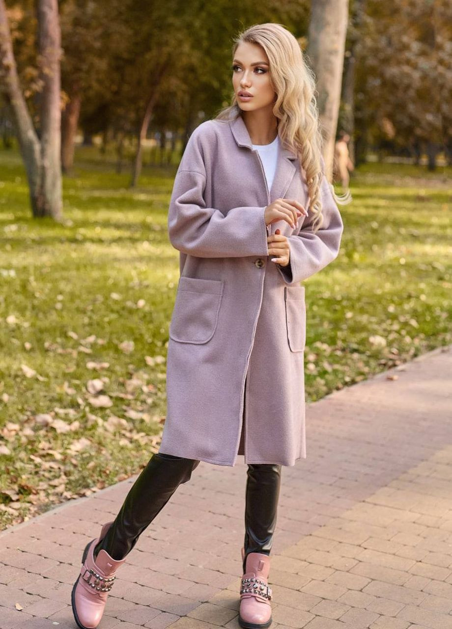 Пудрове демісезонне Жіноче кашемірове пальто на запах No Brand